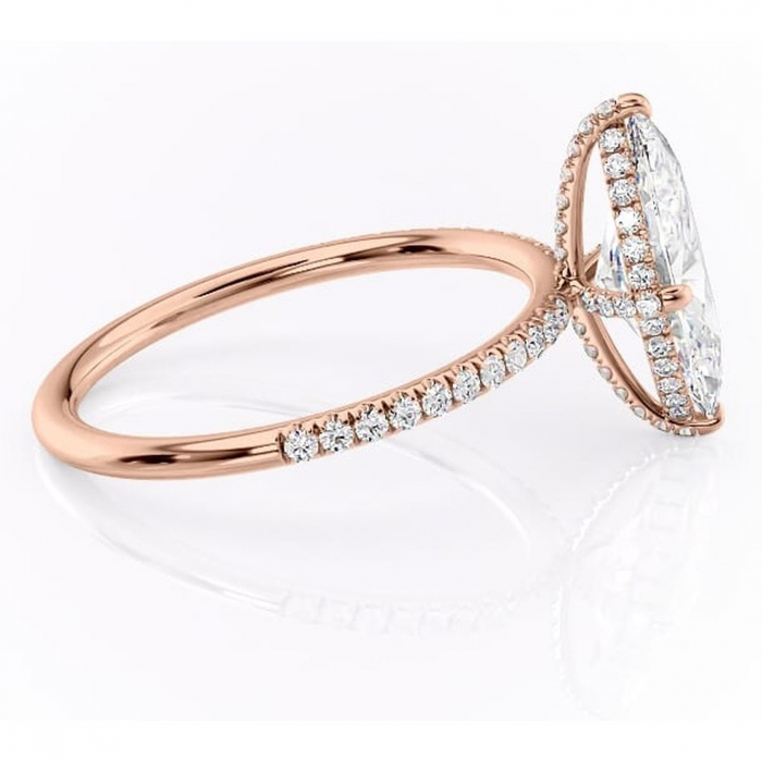 Inel de logodnă Estelle din aur Rose 14kt cu moissanite tăietură marquise – Montură pavé rafinată pentru profil înalt | Personalizează și configurează gratuit online [2]
