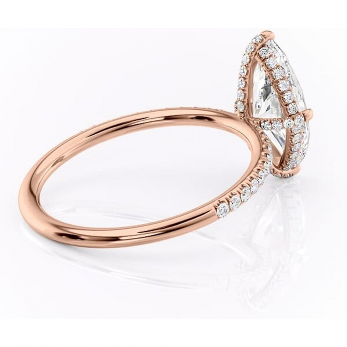 Inel de logodnă Estelle din aur Rose 14kt cu moissanite tăietură marquise – Montură pavé rafinată pentru profil înalt | Personalizează și configurează gratuit online [3]