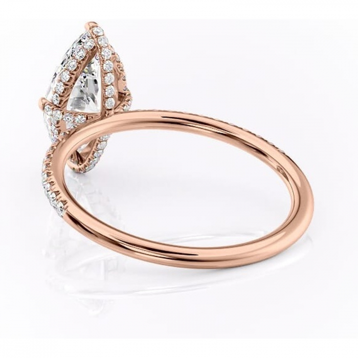 Inel de logodnă Estelle din aur Rose 14kt cu moissanite tăietură marquise – Montură pavé rafinată pentru profil înalt | Personalizează și configurează gratuit online [4]