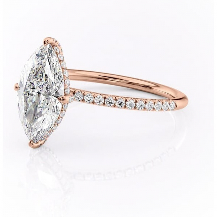Inel de logodnă Estelle din aur Rose 14kt cu moissanite tăietură marquise – Montură pavé rafinată pentru profil înalt | Personalizează și configurează gratuit online [7]