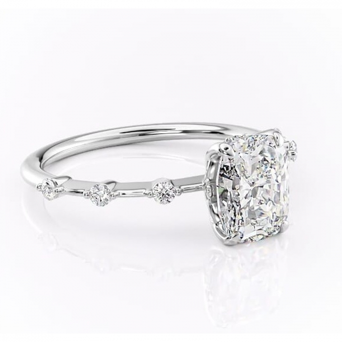 Inel de logodnă Evelina din aur Alb 14kt cu moissanite tăietură asscher – Solitar rafinată pentru profil mediu | Personalizează și configurează gratuit online [1]