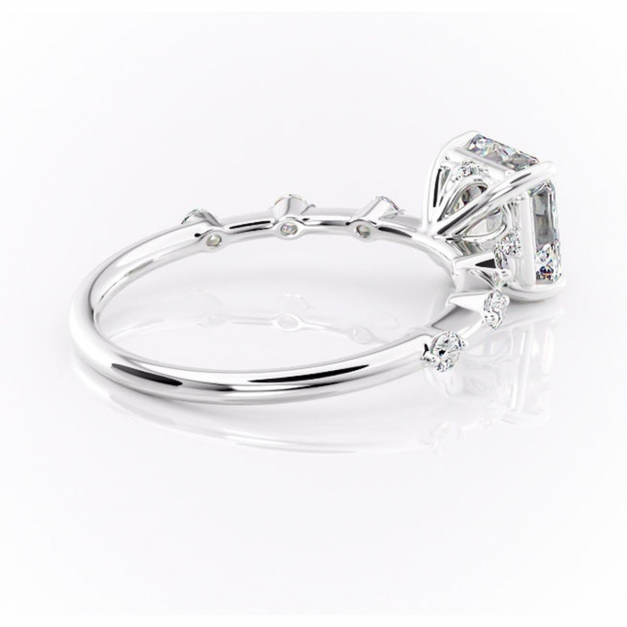 Inel de logodnă Evelina din aur Alb 14kt cu moissanite tăietură asscher – Solitar rafinată pentru profil mediu | Personalizează și configurează gratuit online [3]