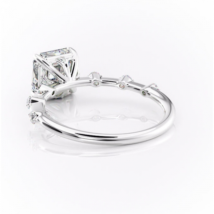 Inel de logodnă Evelina din aur Alb 14kt cu moissanite tăietură asscher – Solitar rafinată pentru profil mediu | Personalizează și configurează gratuit online [4]