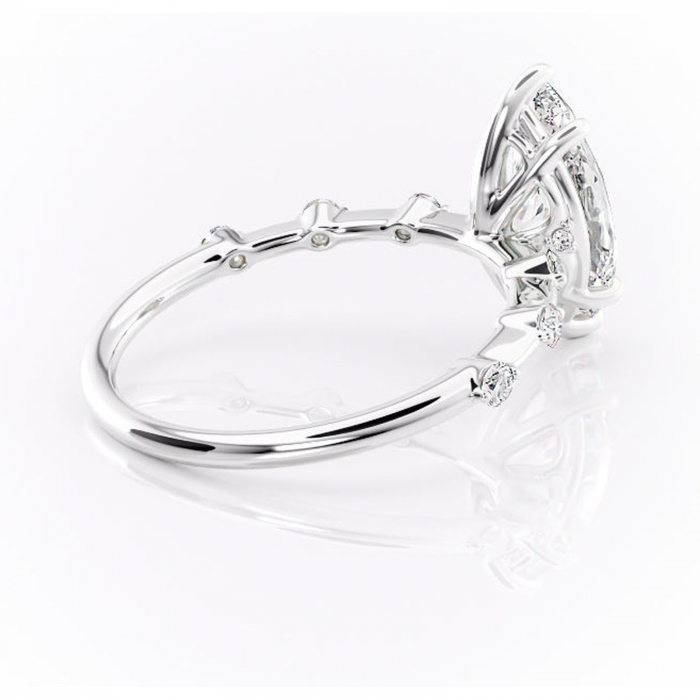 Inel de logodnă Evelina din aur Alb 14kt cu moissanite tăietură marquise – Solitar rafinată pentru profil mediu | Personalizează și configurează gratuit online [3]