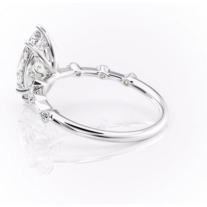 Inel de logodnă Evelina din aur Alb 14kt cu moissanite tăietură marquise – Solitar rafinată pentru profil mediu | Personalizează și configurează gratuit online [5]