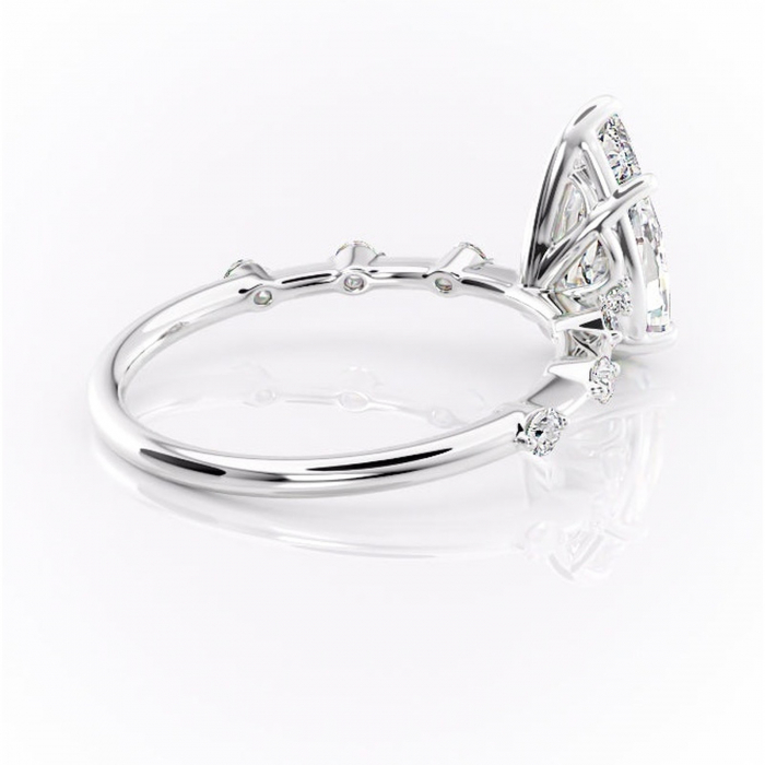 Inel de logodnă Evelina din aur Alb 14kt cu moissanite tăietură pară – Solitar rafinată pentru profil mediu | Personalizează și configurează gratuit online [3]