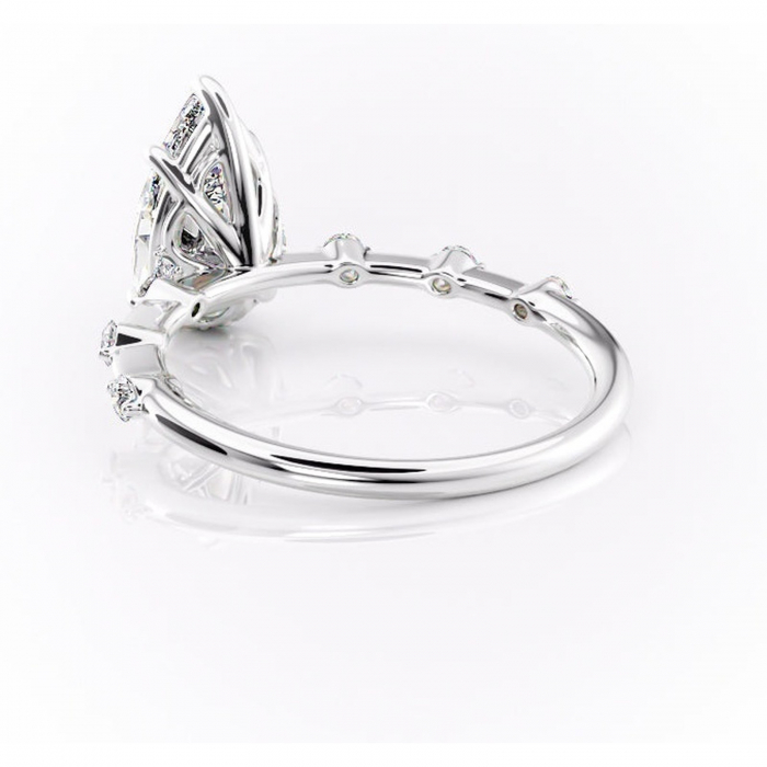 Inel de logodnă Evelina din aur Alb 14kt cu moissanite tăietură pară – Solitar rafinată pentru profil mediu | Personalizează și configurează gratuit online [4]