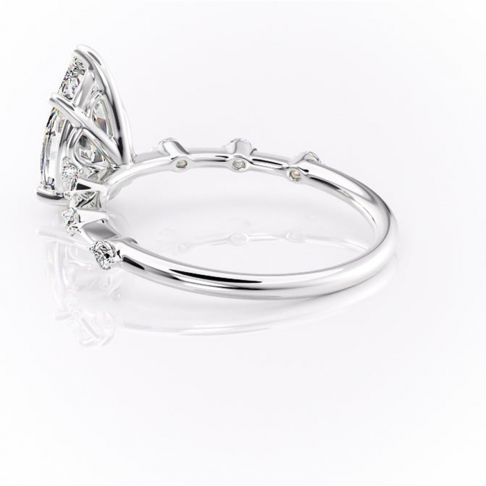 Inel de logodnă Evelina din aur Alb 14kt cu moissanite tăietură pară – Solitar rafinată pentru profil mediu | Personalizează și configurează gratuit online [5]