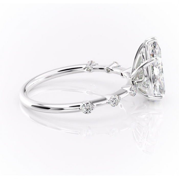 Inel de logodnă Evelina din aur Alb 14kt cu moissanite tăietură pară – Solitar rafinată pentru profil mediu | Personalizează și configurează gratuit online [2]