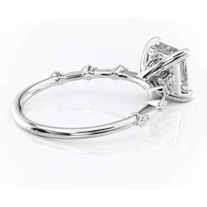 Inel de logodnă Evelina din aur Alb 14kt cu moissanite tăietură princess – Solitar rafinată pentru profil mediu | Personalizează și configurează gratuit online [3]