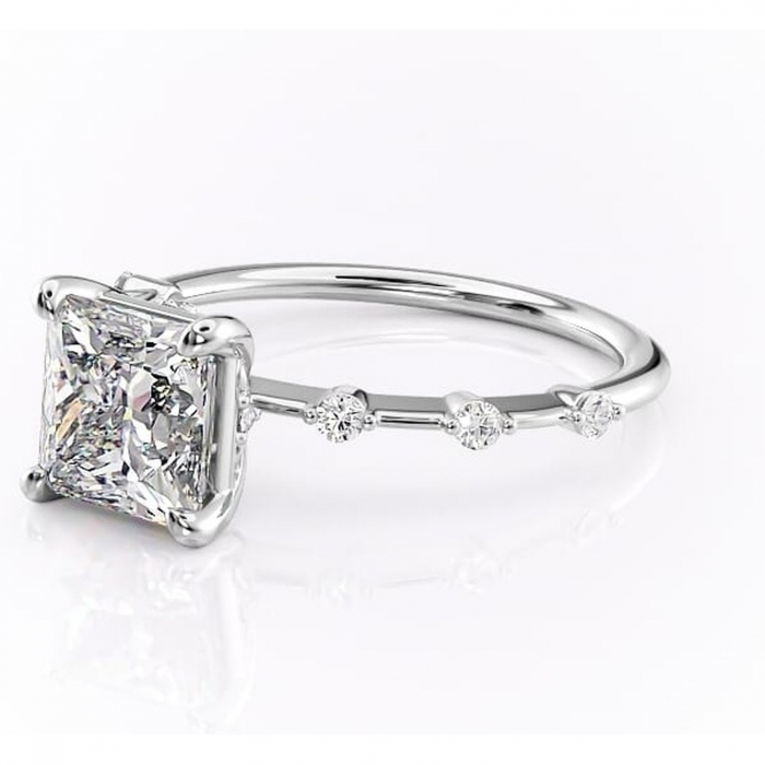 Inel de logodnă Evelina din aur Alb 14kt cu moissanite tăietură princess – Solitar rafinată pentru profil mediu | Personalizează și configurează gratuit online [7]