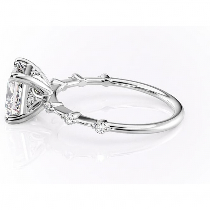 Inel de logodnă Evelina din aur Alb 14kt cu moissanite tăietură princess – Solitar rafinată pentru profil mediu | Personalizează și configurează gratuit online [6]