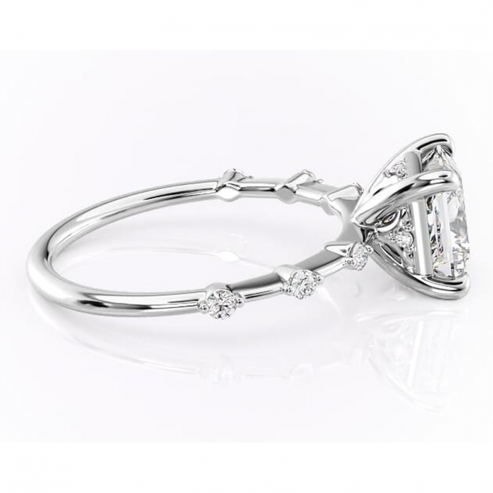 Inel de logodnă Evelina din aur Alb 14kt cu moissanite tăietură princess – Solitar rafinată pentru profil mediu | Personalizează și configurează gratuit online [2]