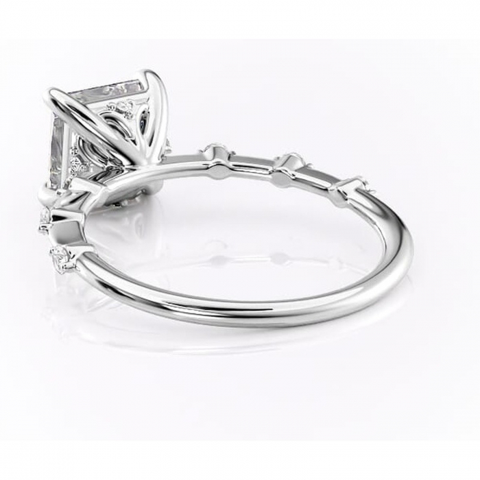 Inel de logodnă Evelina din aur Alb 14kt cu moissanite tăietură princess – Solitar rafinată pentru profil mediu | Personalizează și configurează gratuit online [4]