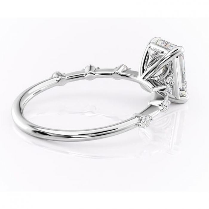 Inel de logodnă Evelina din aur Alb 14kt cu moissanite tăietură radiantă – Solitar rafinată pentru profil mediu | Personalizează și configurează gratuit online [3]