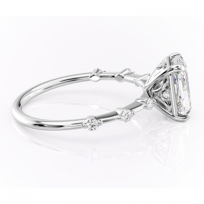 Inel de logodnă Evelina din aur Alb 14kt cu moissanite tăietură radiantă – Solitar rafinată pentru profil mediu | Personalizează și configurează gratuit online [2]