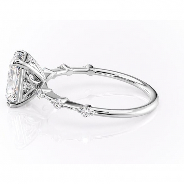 Inel de logodnă Evelina din aur Alb 14kt cu moissanite tăietură radiantă – Solitar rafinată pentru profil mediu | Personalizează și configurează gratuit online [6]