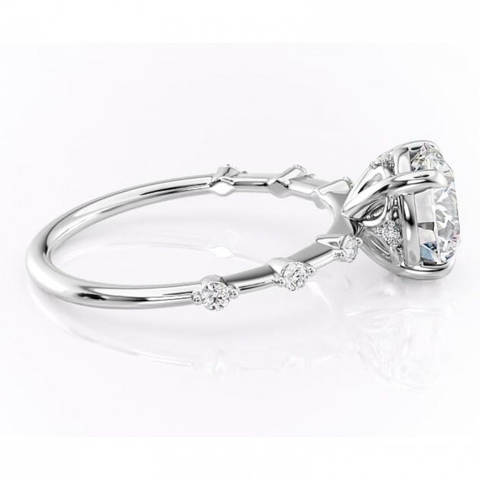 Inel de logodnă Evelina din aur Alb 14kt cu moissanite tăietură rotundă – Solitar rafinată pentru profil mediu | Personalizează și configurează gratuit online [2]