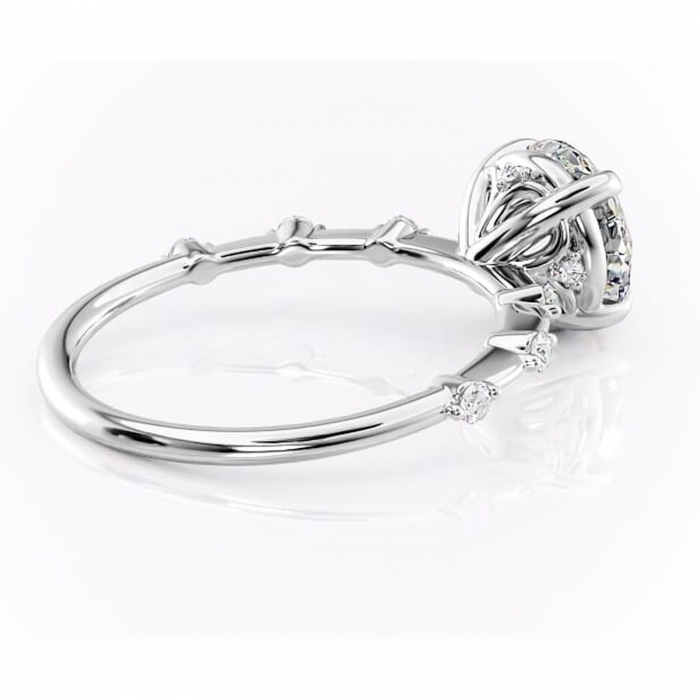 Inel de logodnă Evelina din aur Alb 14kt cu moissanite tăietură rotundă – Solitar rafinată pentru profil mediu | Personalizează și configurează gratuit online [3]