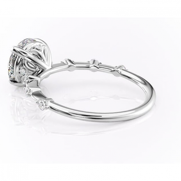 Inel de logodnă Evelina din aur Alb 14kt cu moissanite tăietură rotundă – Solitar rafinată pentru profil mediu | Personalizează și configurează gratuit online [5]