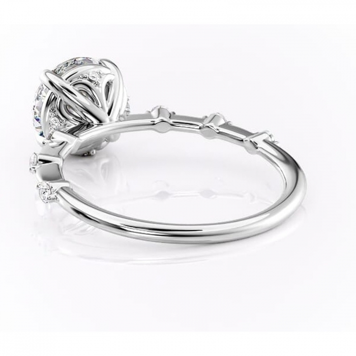 Inel de logodnă Evelina din aur Alb 14kt cu moissanite tăietură rotundă – Solitar rafinată pentru profil mediu | Personalizează și configurează gratuit online [4]