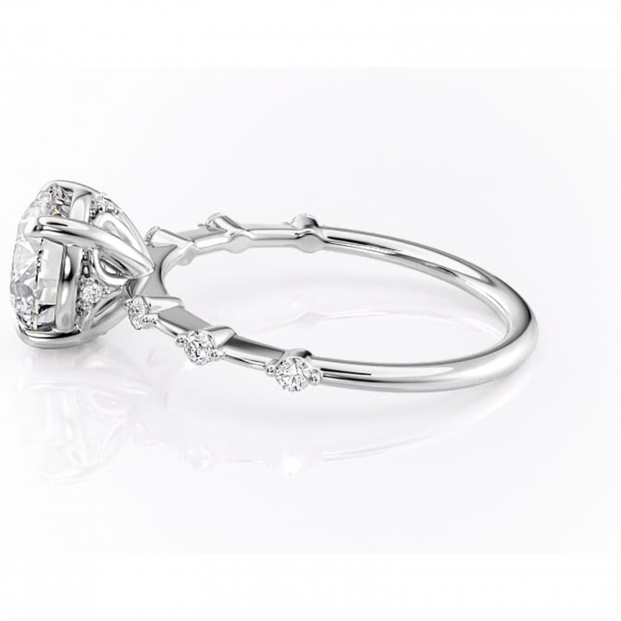 Inel de logodnă Evelina din aur Alb 14kt cu moissanite tăietură rotundă – Solitar rafinată pentru profil mediu | Personalizează și configurează gratuit online [6]