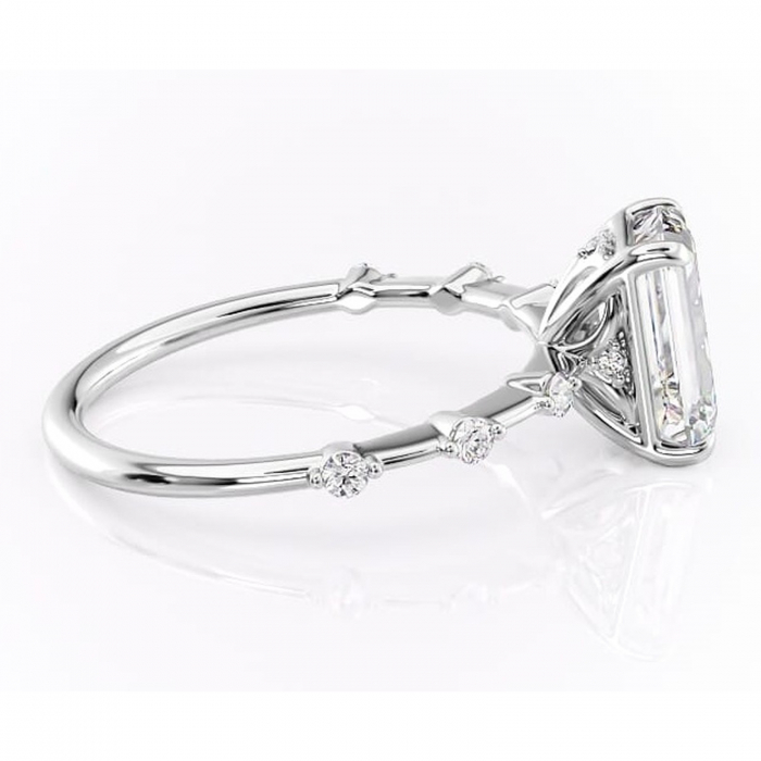 Inel de logodnă Evelina din aur Alb 14kt cu moissanite tăietură smarald – Solitar rafinată pentru profil mediu | Personalizează și configurează gratuit online [2]