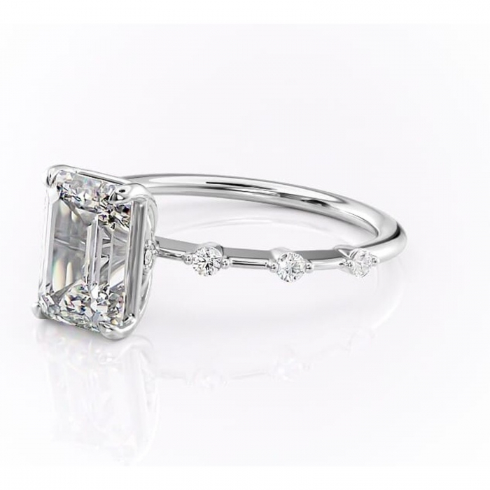 Inel de logodnă Evelina din aur Alb 14kt cu moissanite tăietură smarald – Solitar rafinată pentru profil mediu | Personalizează și configurează gratuit online [7]