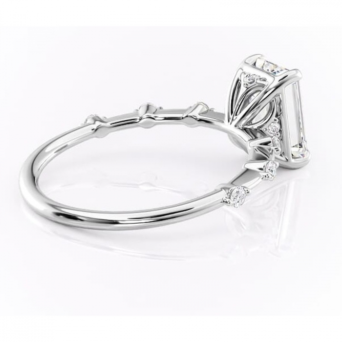 Inel de logodnă Evelina din aur Alb 14kt cu moissanite tăietură smarald – Solitar rafinată pentru profil mediu | Personalizează și configurează gratuit online [3]