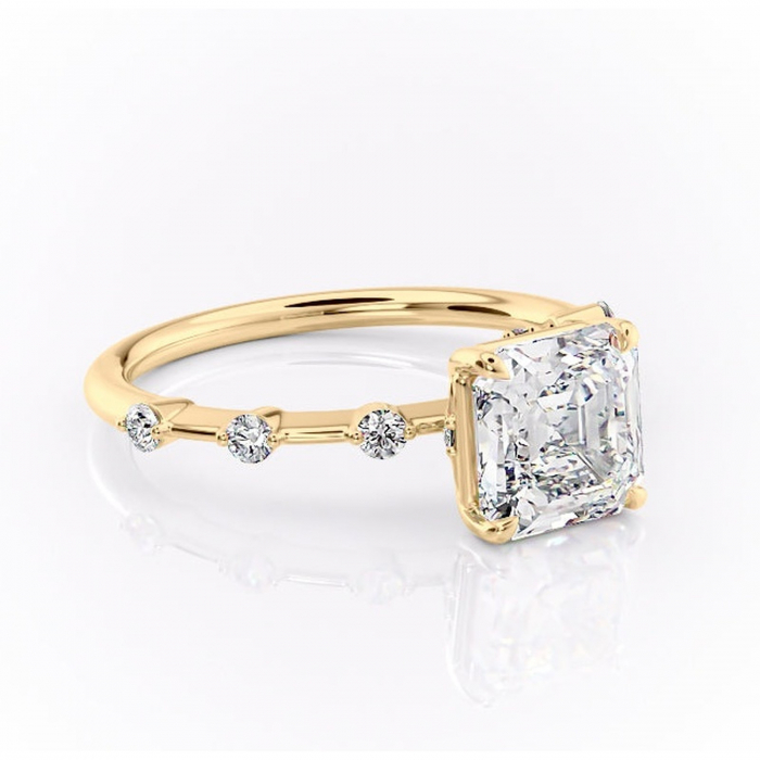 Inel de logodnă Evelina din aur Galben 14kt cu moissanite tăietură asscher – Solitar rafinată pentru profil mediu | Personalizează și configurează gratuit online [1]