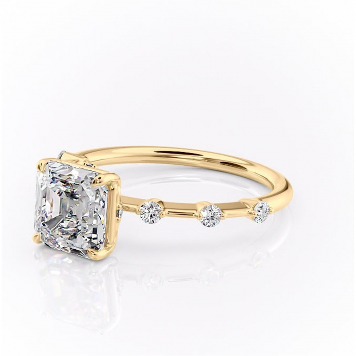 Inel de logodnă Evelina din aur Galben 14kt cu moissanite tăietură asscher – Solitar rafinată pentru profil mediu | Personalizează și configurează gratuit online [7]