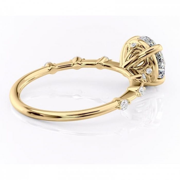 Inel de logodnă Evelina din aur Galben 14kt cu moissanite tăietură rotundă – Solitar rafinată pentru profil mediu | Personalizează și configurează gratuit online [3]