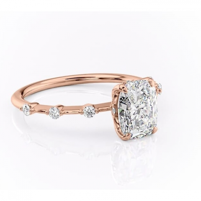 Inel de logodnă Evelina din aur Rose 14kt cu moissanite tăietură asscher – Solitar rafinată pentru profil mediu | Personalizează și configurează gratuit online [1]