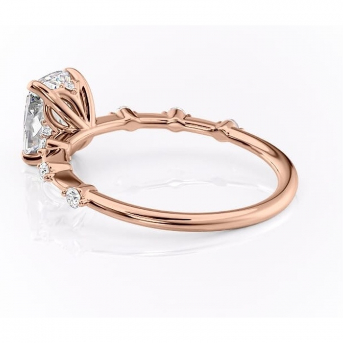 Inel de logodnă Evelina din aur Rose 14kt cu moissanite tăietură asscher – Solitar rafinată pentru profil mediu | Personalizează și configurează gratuit online [5]