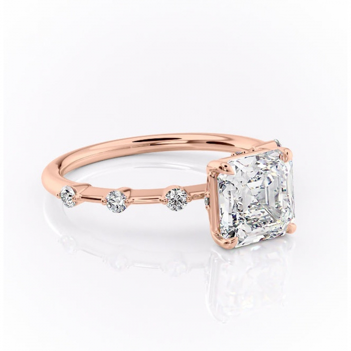 Inel de logodnă Evelina din aur Rose 18kt cu moissanite tăietură asscher – Solitar rafinată pentru profil mediu | Personalizează și configurează gratuit online [1]