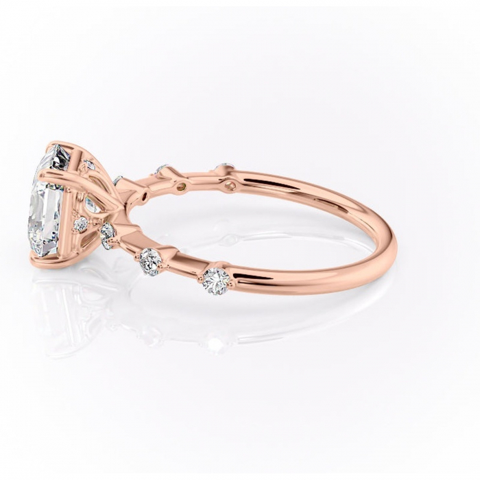 Inel de logodnă Evelina din aur Rose 18kt cu moissanite tăietură asscher – Solitar rafinată pentru profil mediu | Personalizează și configurează gratuit online [6]