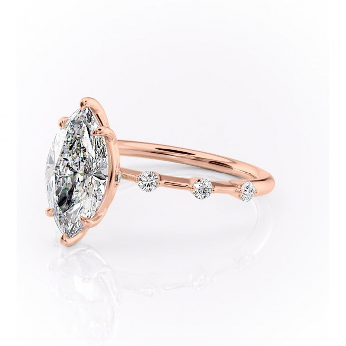 Inel de logodnă Evelina din aur Rose 14kt cu moissanite tăietură marquise – Solitar rafinată pentru profil mediu | Personalizează și configurează gratuit online [7]