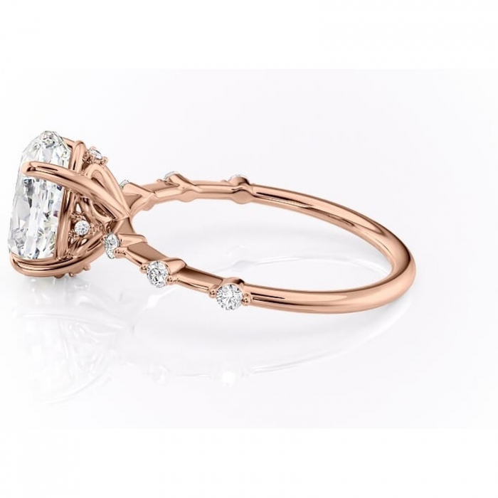 Inel de logodnă Evelina din aur Rose 14kt cu moissanite tăietură ovală – Solitar rafinată pentru profil mediu | Personalizează și configurează gratuit online [6]