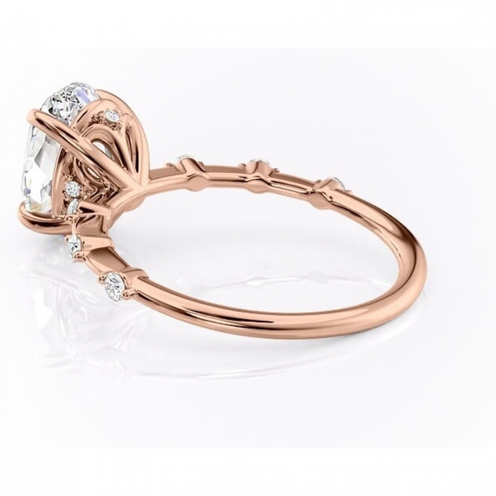 Inel de logodnă Evelina din aur Rose 14kt cu moissanite tăietură ovală – Solitar rafinată pentru profil mediu | Personalizează și configurează gratuit online [5]