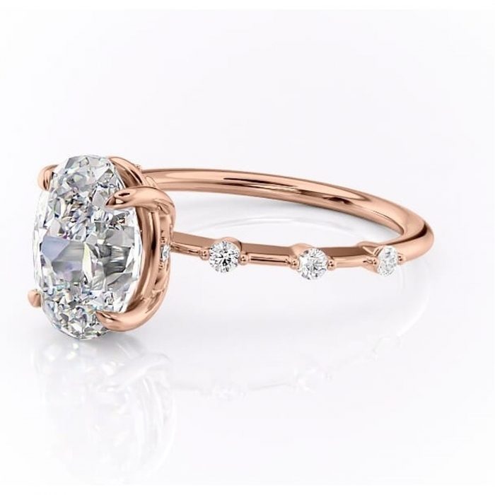 Inel de logodnă Evelina din aur Rose 14kt cu moissanite tăietură ovală – Solitar rafinată pentru profil mediu | Personalizează și configurează gratuit online [7]