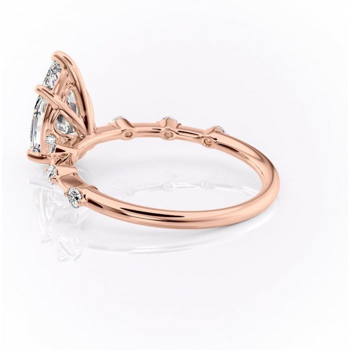 Inel de logodnă Evelina din aur Rose 14kt cu moissanite tăietură pară – Solitar rafinată pentru profil mediu | Personalizează și configurează gratuit online [5]