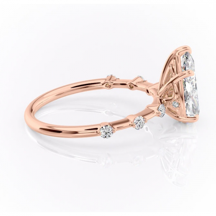 Inel de logodnă Evelina din aur Rose 14kt cu moissanite tăietură pară – Solitar rafinată pentru profil mediu | Personalizează și configurează gratuit online [2]