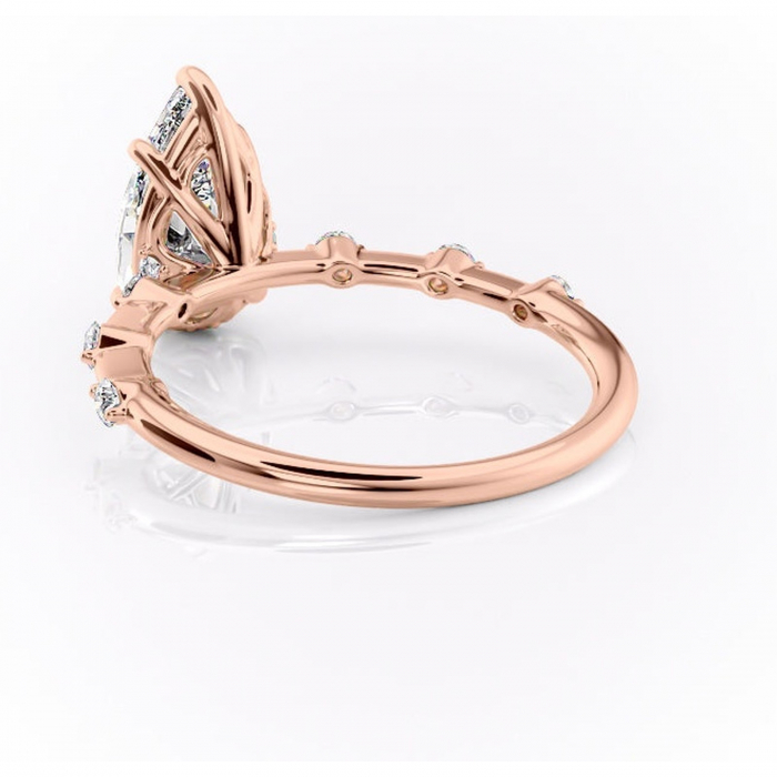 Inel de logodnă Evelina din aur Rose 14kt cu moissanite tăietură pară – Solitar rafinată pentru profil mediu | Personalizează și configurează gratuit online [4]