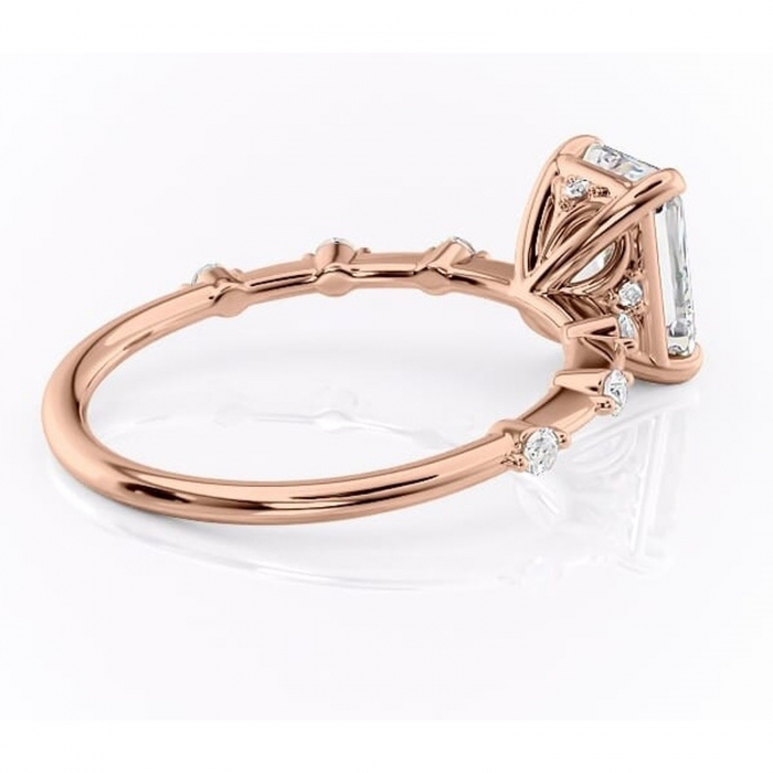 Inel de logodnă Evelina din aur Rose 14kt cu moissanite tăietură radiantă – Solitar rafinată pentru profil mediu | Personalizează și configurează gratuit online [3]