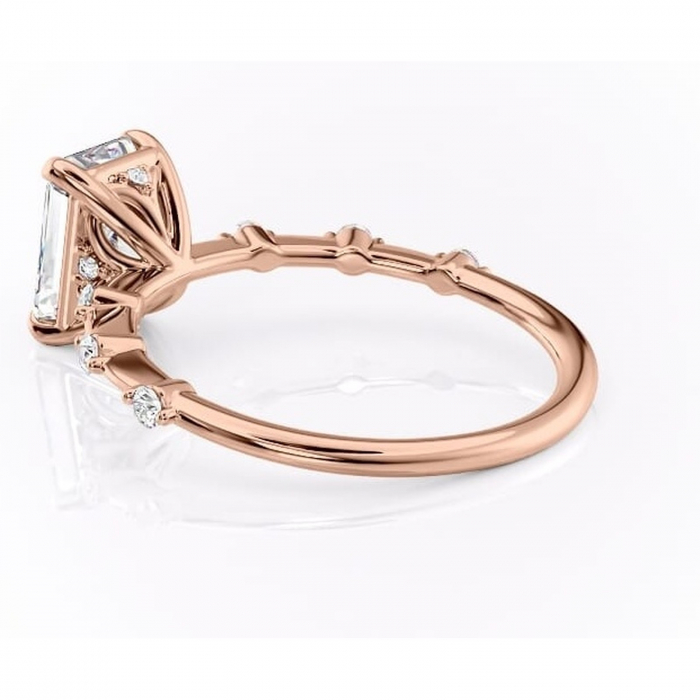 Inel de logodnă Evelina din aur Rose 14kt cu moissanite tăietură radiantă – Solitar rafinată pentru profil mediu | Personalizează și configurează gratuit online [5]