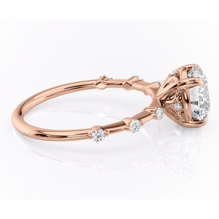 Inel de logodnă Evelina din aur Rose 14kt cu moissanite tăietură rotundă – Solitar rafinată pentru profil mediu | Personalizează și configurează gratuit online [2]