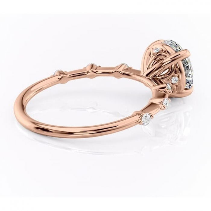 Inel de logodnă Evelina din aur Rose 14kt cu moissanite tăietură rotundă – Solitar rafinată pentru profil mediu | Personalizează și configurează gratuit online [3]