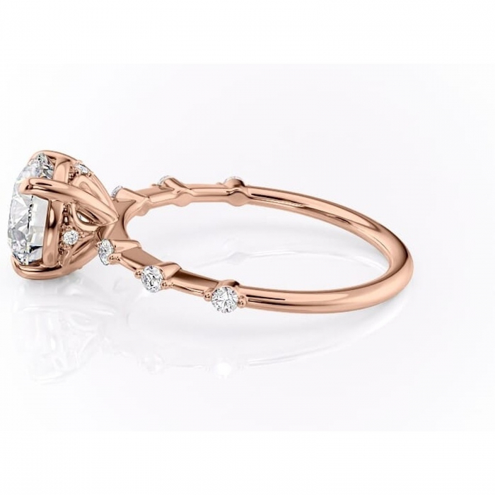 Inel de logodnă Evelina din aur Rose 14kt cu moissanite tăietură rotundă – Solitar rafinată pentru profil mediu | Personalizează și configurează gratuit online [6]