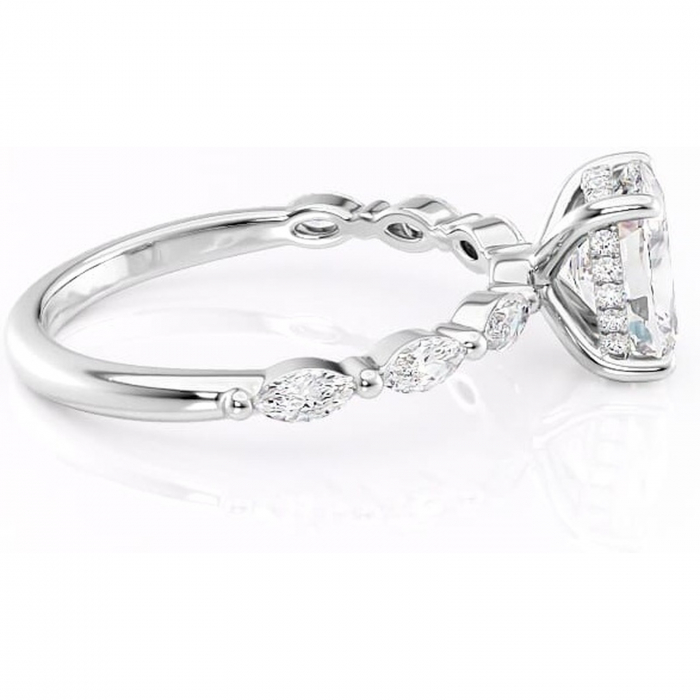 Inel de logodnă Everly din aur Alb 14kt cu moissanite tăietură asscher – Pietre laterale rafinată pentru profil înalt | Personalizează și configurează gratuit online [2]