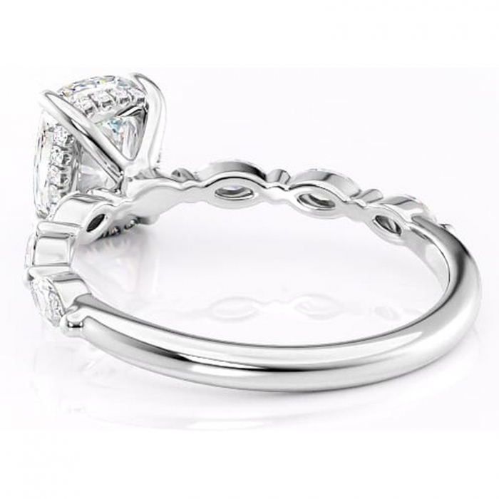 Inel de logodnă Everly din aur Alb 14kt cu moissanite tăietură asscher – Pietre laterale rafinată pentru profil înalt | Personalizează și configurează gratuit online [4]